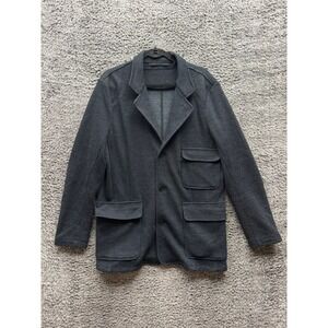 Qor Jacquered Knit Merino Wool Single Breast Blazer‎ Jacket Black Mens Size L